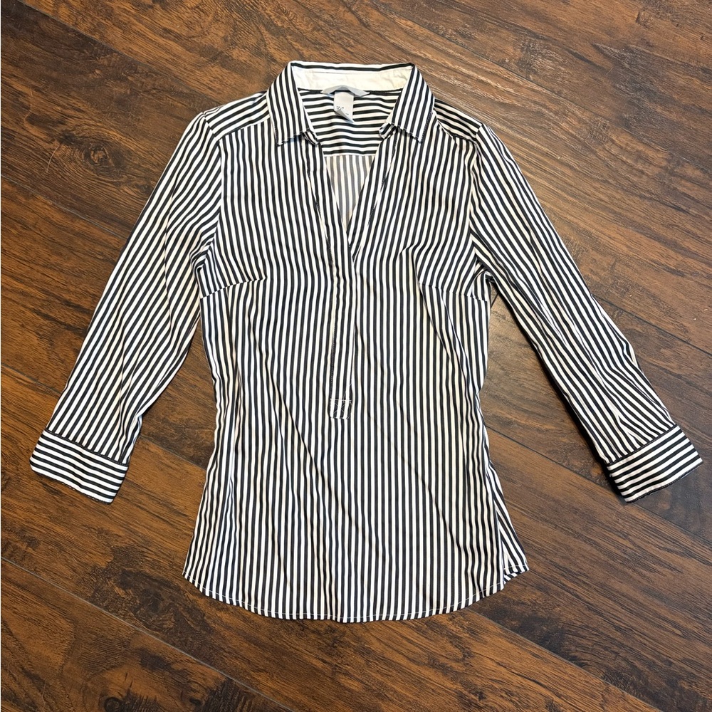 H&M Black and White Striped Button Down Shirt